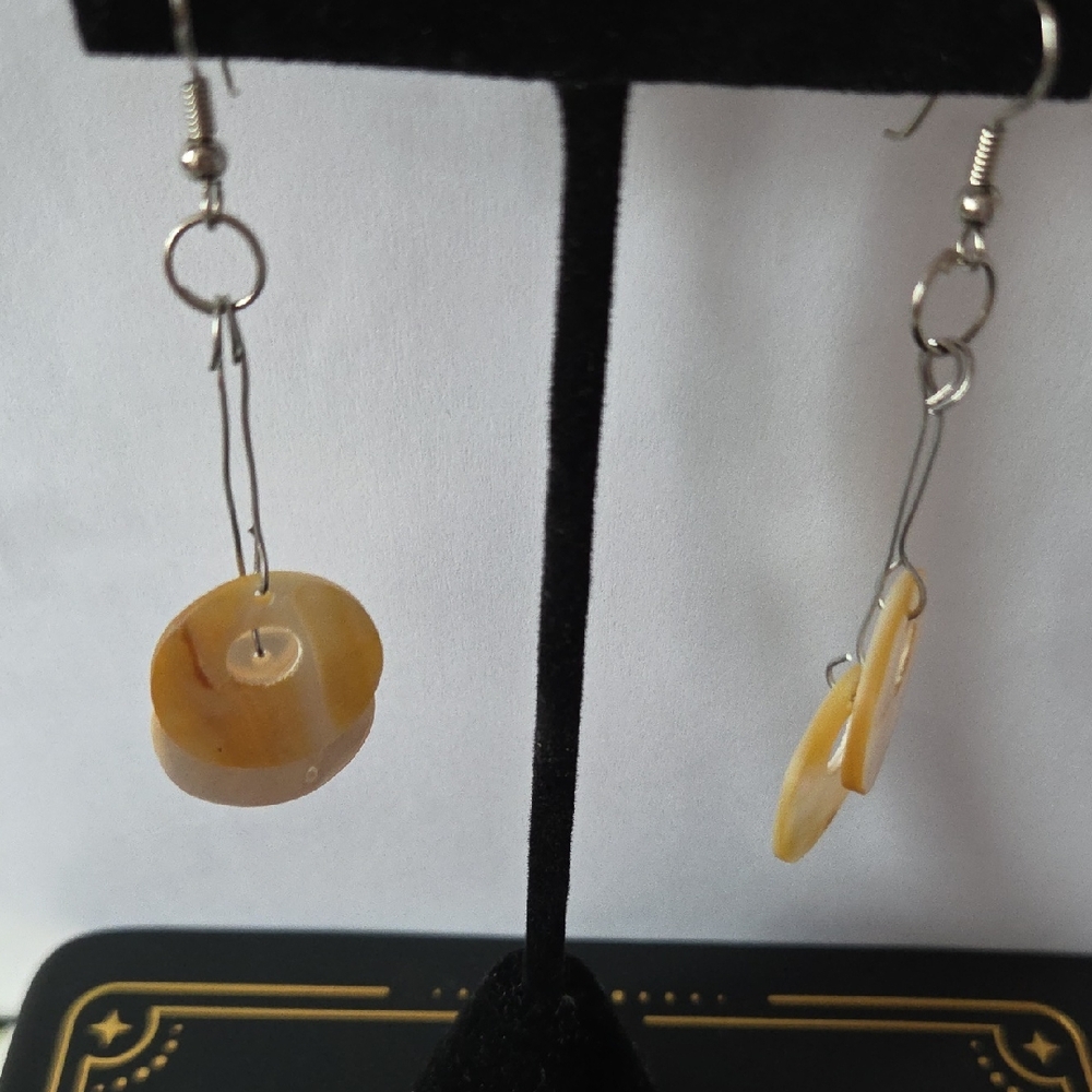 Elegant Gold Stone Hand Made Dangle Earrings